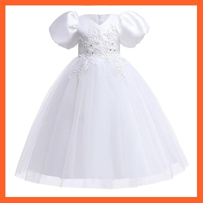 whatagift.com.au Baby Girls Flower Print Princess Ball Gown Party Trailing Dress
