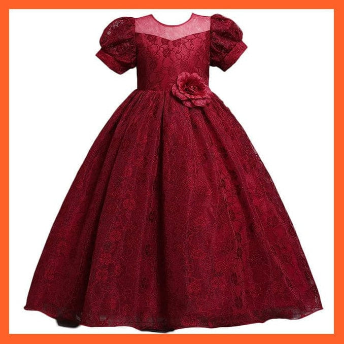 whatagift.com.au Baby Girls Flower Print Princess Ball Gown Party Trailing Dress
