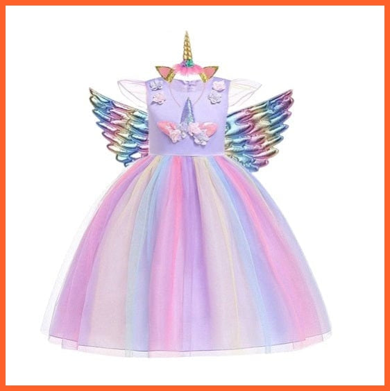 whatagift.com.au Baby Girls Unicorn Tutu Dress | Pastel Rainbow Princess Party Halloween Unicorn Costume