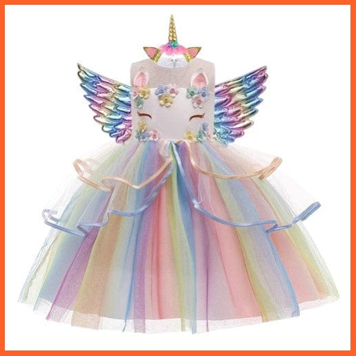 whatagift.com.au Baby Girls Unicorn Tutu Dress | Pastel Rainbow Princess Party Halloween Unicorn Costume