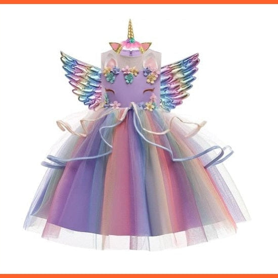 whatagift.com.au Baby Girls Unicorn Tutu Dress | Pastel Rainbow Princess Party Halloween Unicorn Costume