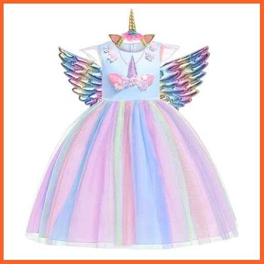 whatagift.com.au Baby Girls Unicorn Tutu Dress | Pastel Rainbow Princess Party Halloween Unicorn Costume