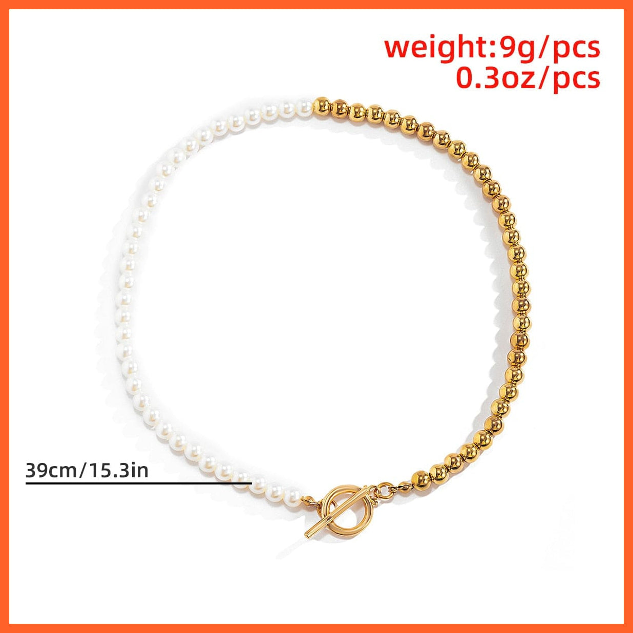 whatagift.com.au Baroque Pearl Chain Women Necklace | Punk Toggle Clasp Circle Lariat Bead Choker Necklaces