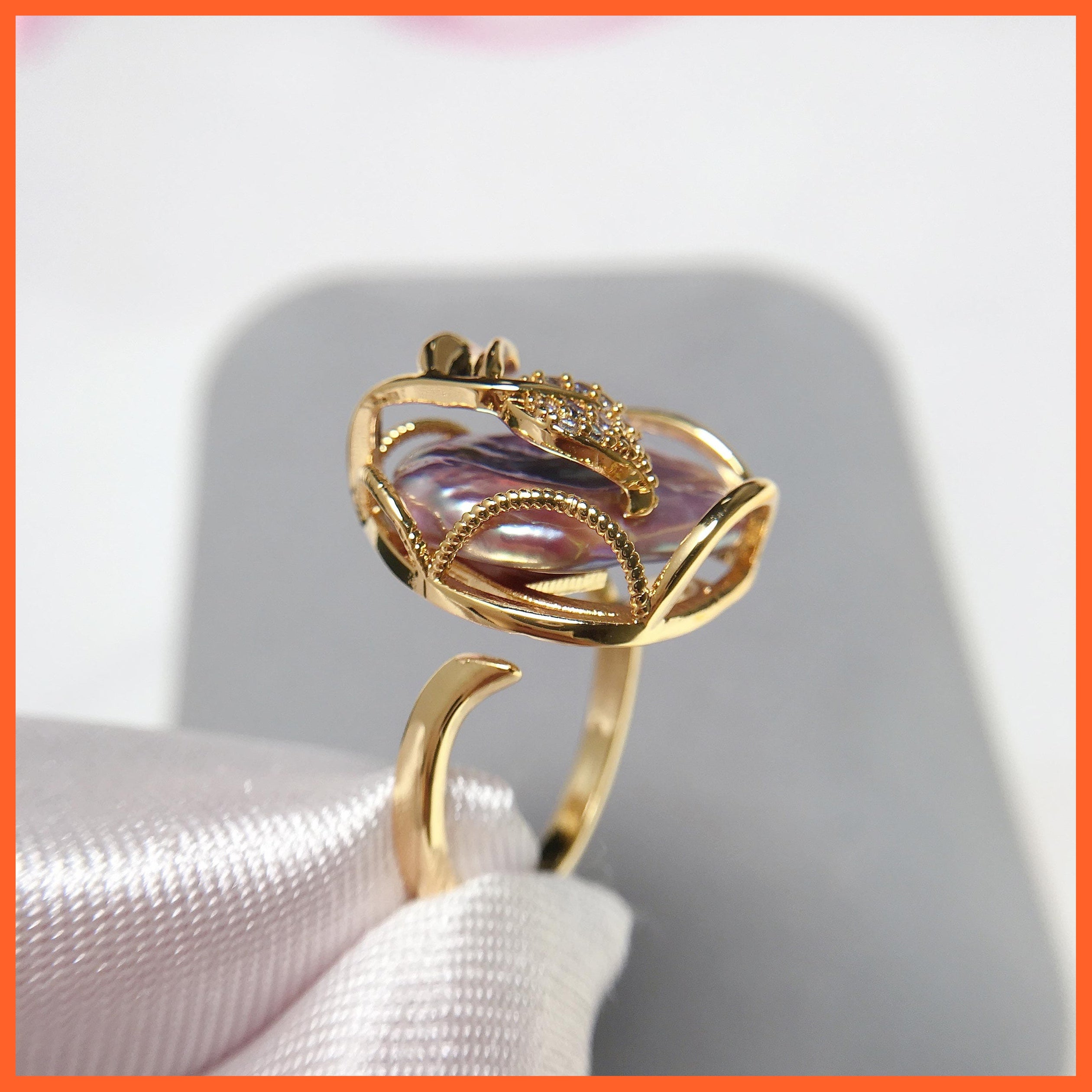 whatagift.com.au Baroque Real Natural Freshwater Pearl Gold Plating Women Ring