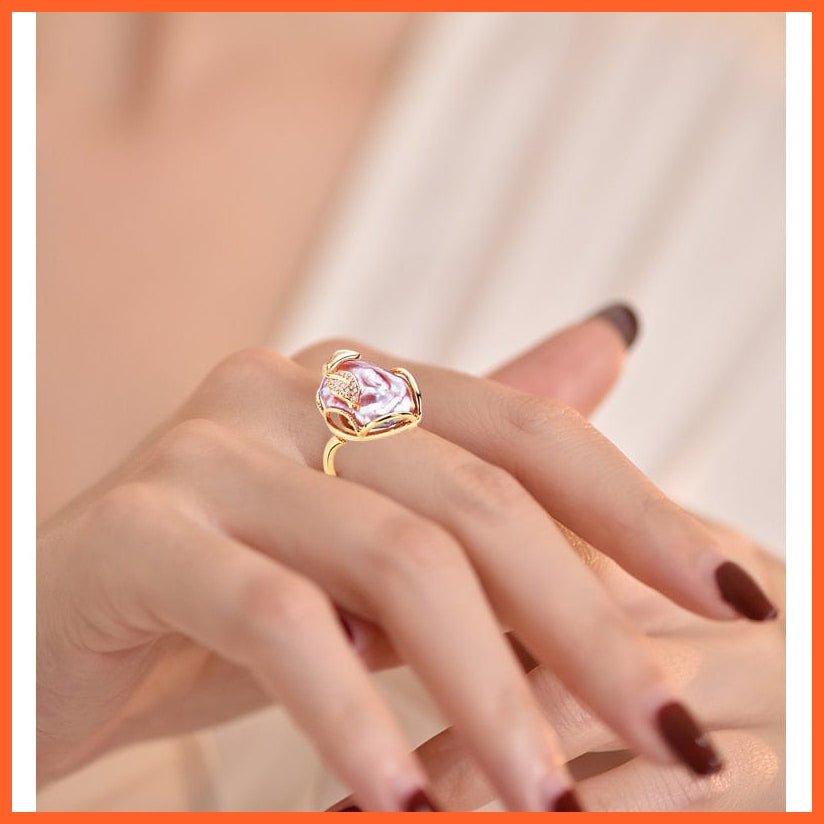 whatagift.com.au Baroque Real Natural Freshwater Pearl Gold Plating Women Ring