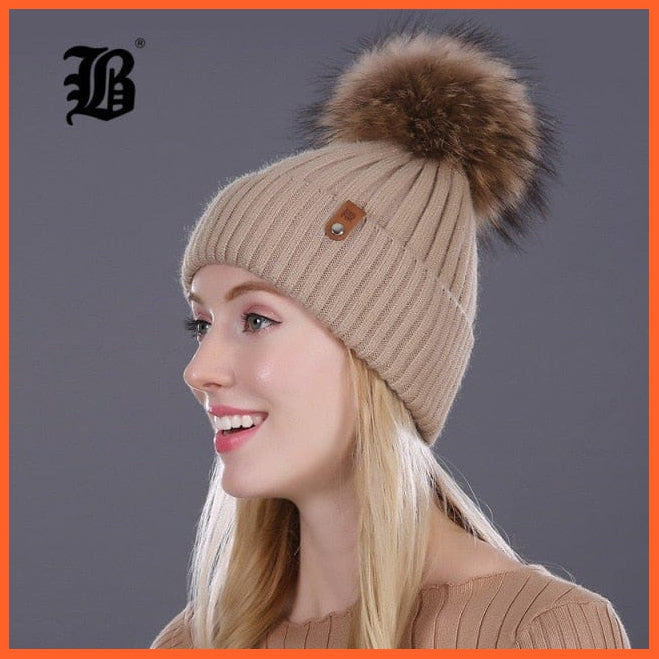 Winter Beanie Women'S Pearl Curled Hat | Pompom Thick Warm Hats New Brand Knitted High Quality Wool Beanies | whatagift.com.au.