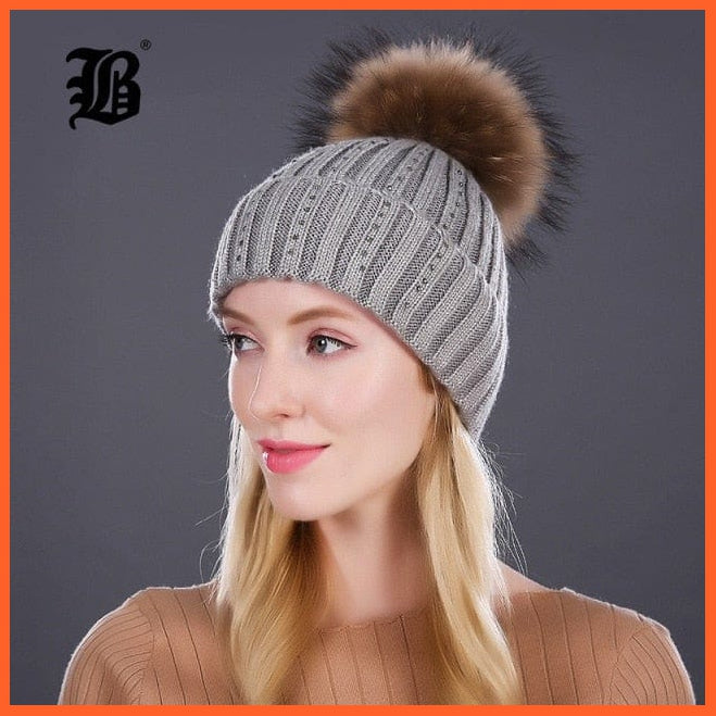 Winter Knitted Wool Hat For Women  | Warm Casual Pom Pom  Skullies Beanie Caps Winter Brand  Fashion Hats | whatagift.com.au.
