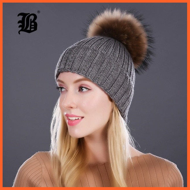 Winter Knitted Wool Hat For Women  | Warm Casual Pom Pom  Skullies Beanie Caps Winter Brand  Fashion Hats | whatagift.com.au.