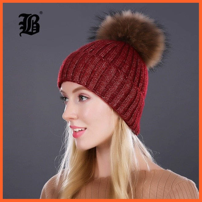 Winter Knitted Wool Hat For Women  | Warm Casual Pom Pom  Skullies Beanie Caps Winter Brand  Fashion Hats | whatagift.com.au.
