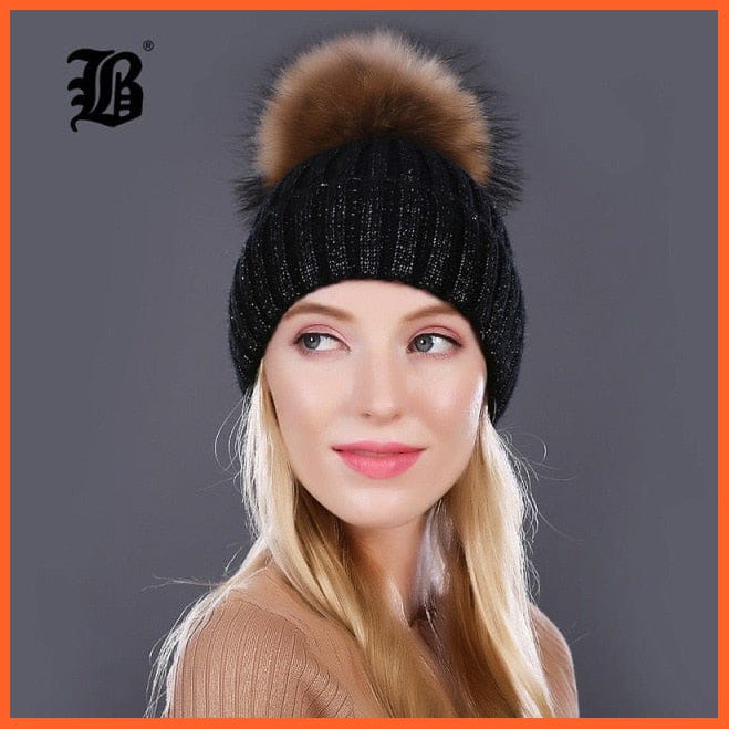 Winter Knitted Wool Hat For Women  | Warm Casual Pom Pom  Skullies Beanie Caps Winter Brand  Fashion Hats | whatagift.com.au.