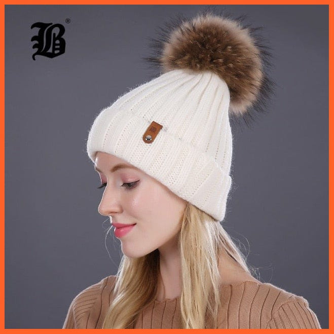 Warm Winter Hat Beanies Fur Wool Caps For Women | Pearl Knitted Hat Skullies Beanie Female Mink Caps | whatagift.com.au.