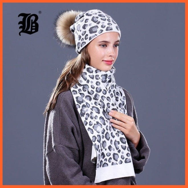 Woman Knit Beanie Hat And Scarf Set | Real Fox Fur Pompoms Hat High Quality Scarf For Winter Girls Women Hat Scarf Beanies | whatagift.com.au.