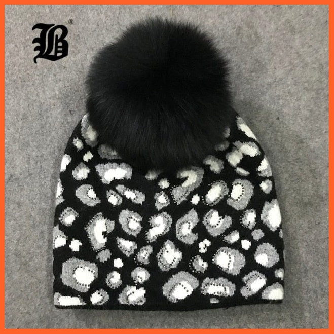 Raccoon Wool Real Fox Fur Pom Poms Hat Female | Women Warm Knitted Casual High Quality Vogue Winter Hats Skullies Beanies | whatagift.com.au.