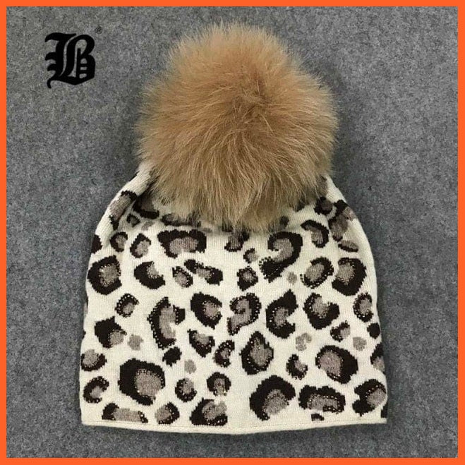Raccoon Wool Real Fox Fur Pom Poms Hat Female | Women Warm Knitted Casual High Quality Vogue Winter Hats Skullies Beanies | whatagift.com.au.