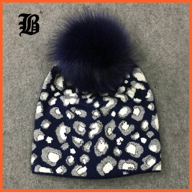 Raccoon Wool Real Fox Fur Pom Poms Hat Female | Women Warm Knitted Casual High Quality Vogue Winter Hats Skullies Beanies | whatagift.com.au.