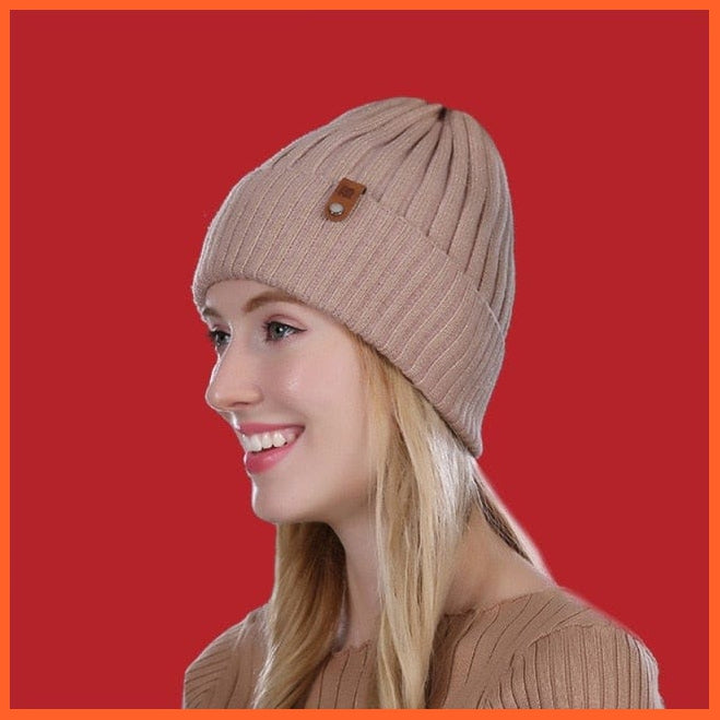 Women'S Wool Casual Autumn Winter Brand New Double Layer Thick Beanies | Girls Knitted Skullies Beanies Caps | whatagift.com.au.