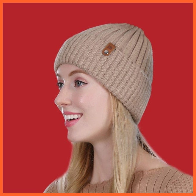 Women'S Wool Casual Autumn Winter Brand New Double Layer Thick Beanies | Girls Knitted Skullies Beanies Caps | whatagift.com.au.