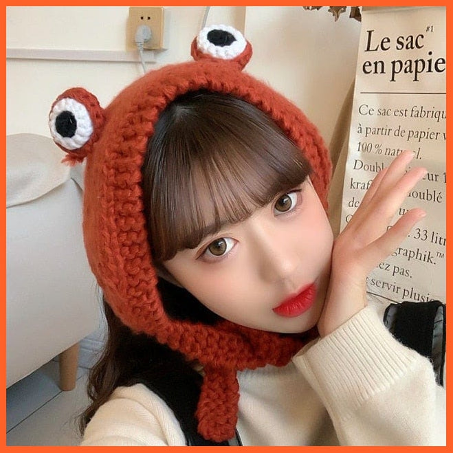 Women Photography Prop Party Winter Skullies | Cute Women Frog Hat Crochet Knitted Hat Costume Beanie Hats Caps |  Women Gift Hip-Hop Cap | whatagift.com.au.