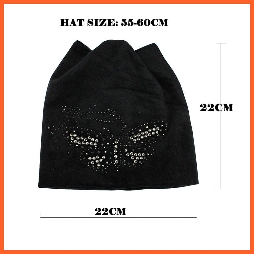 Female Beanie  Autumn  Winter Hip-Hop Caps | Fashion Skullies Rhinestone Hats For Women | Beanies Balaclava  Women Skullies | whatagift.com.au.