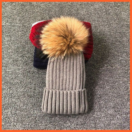 Winter Brand Kids Fur Pom Poms Hats |  Winter Hat For Women Hat Knitted Beanies Cap Hat Thick Women Skullies Beanies | whatagift.com.au.