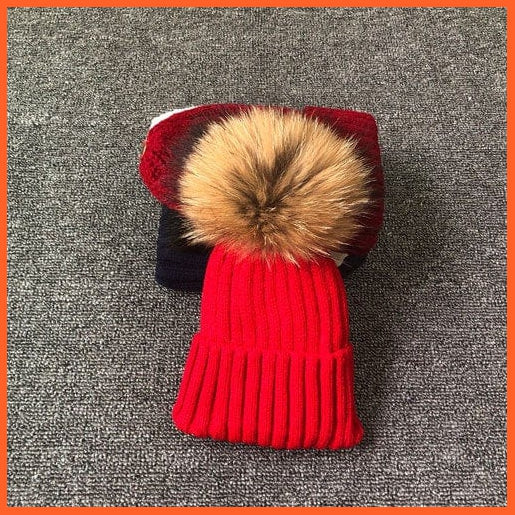Winter Brand Kids Fur Pom Poms Hats |  Winter Hat For Women Hat Knitted Beanies Cap Hat Thick Women Skullies Beanies | whatagift.com.au.