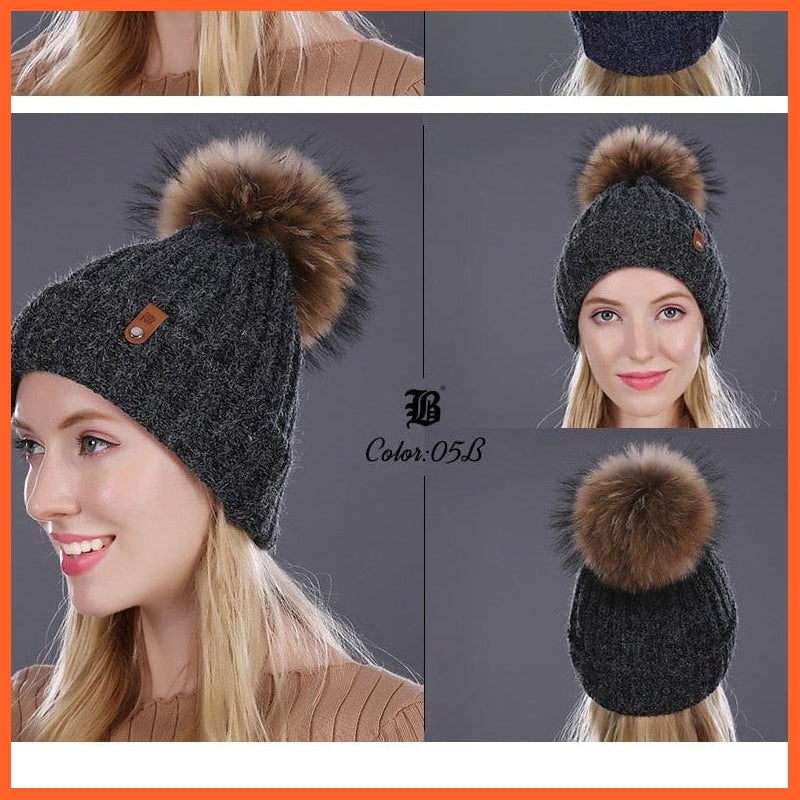 Warm Winter Hat Beanies Fur Wool Caps For Women | Pearl Knitted Hat Skullies Beanie Female Mink Caps | whatagift.com.au.