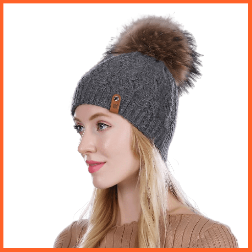 Winter Hats For Women | Pom Poms Real Mink Fur Wool Knitted Hat | Beanie New Thick Keep Warm Fashion Branded Hats | whatagift.com.au.