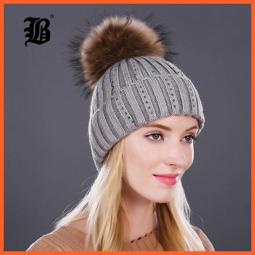 Winter Knitted Wool Hat For Women  | Warm Casual Pom Pom  Skullies Beanie Caps Winter Brand  Fashion Hats | whatagift.com.au.
