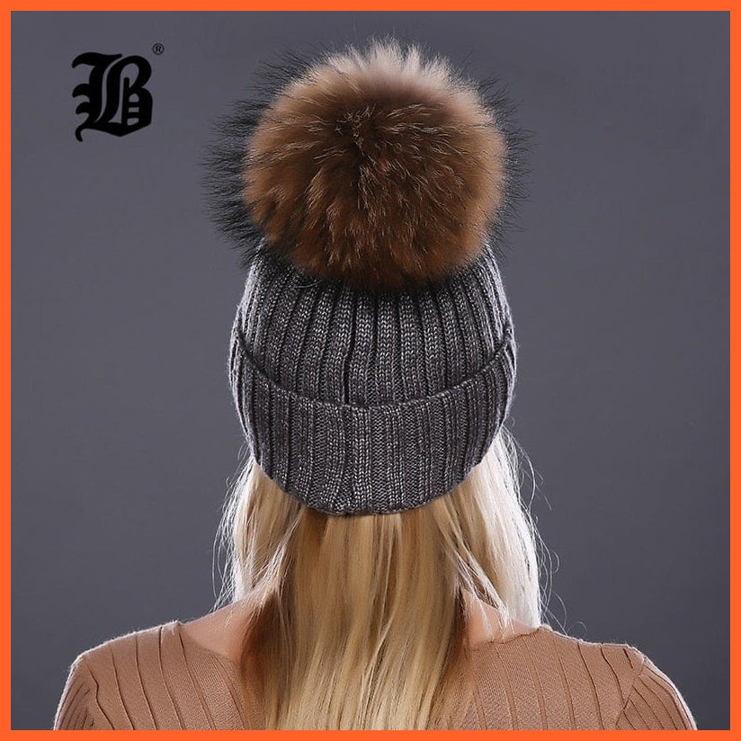 Winter Knitted Wool Hat For Women  | Warm Casual Pom Pom  Skullies Beanie Caps Winter Brand  Fashion Hats | whatagift.com.au.