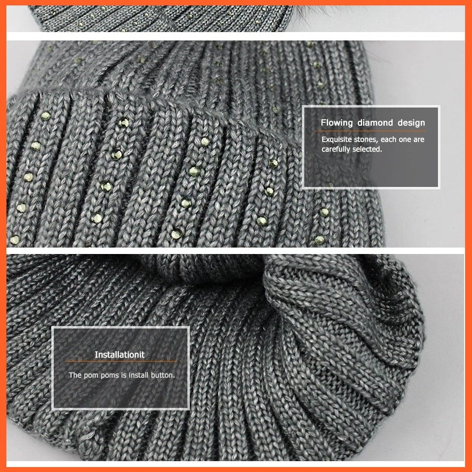 Winter Knitted Wool Hat For Women  | Warm Casual Pom Pom  Skullies Beanie Caps Winter Brand  Fashion Hats | whatagift.com.au.