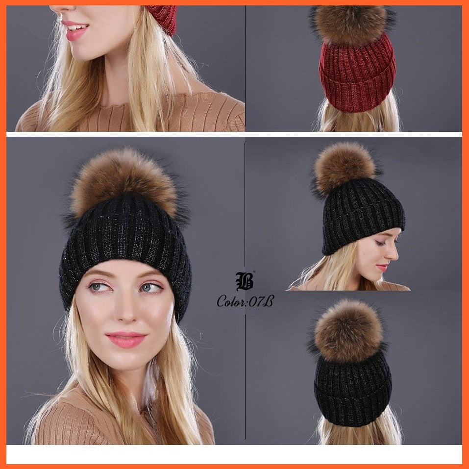 Winter Knitted Wool Hat For Women  | Warm Casual Pom Pom  Skullies Beanie Caps Winter Brand  Fashion Hats | whatagift.com.au.