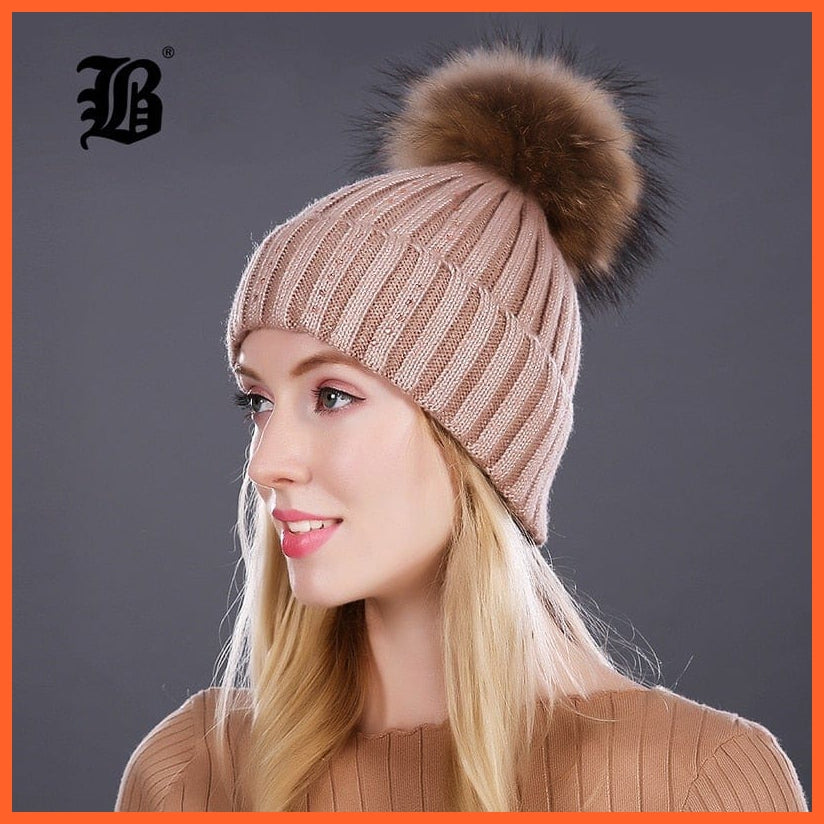 Winter Knitted Wool Hat For Women  | Warm Casual Pom Pom  Skullies Beanie Caps Winter Brand  Fashion Hats | whatagift.com.au.