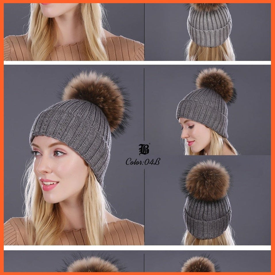 Winter Knitted Wool Hat For Women  | Warm Casual Pom Pom  Skullies Beanie Caps Winter Brand  Fashion Hats | whatagift.com.au.