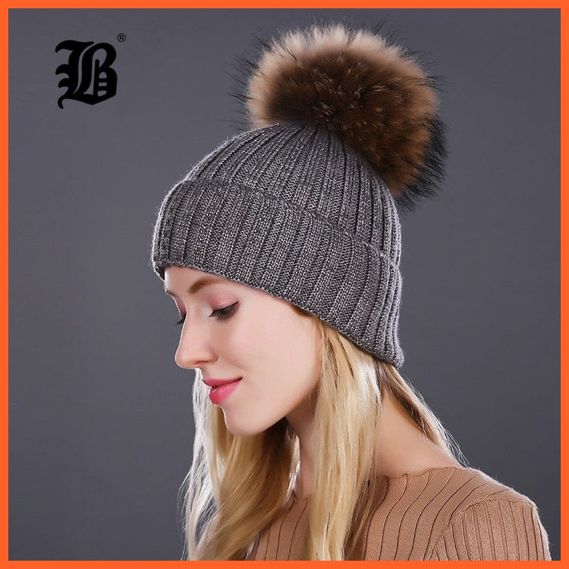 Winter Knitted Wool Hat For Women  | Warm Casual Pom Pom  Skullies Beanie Caps Winter Brand  Fashion Hats | whatagift.com.au.