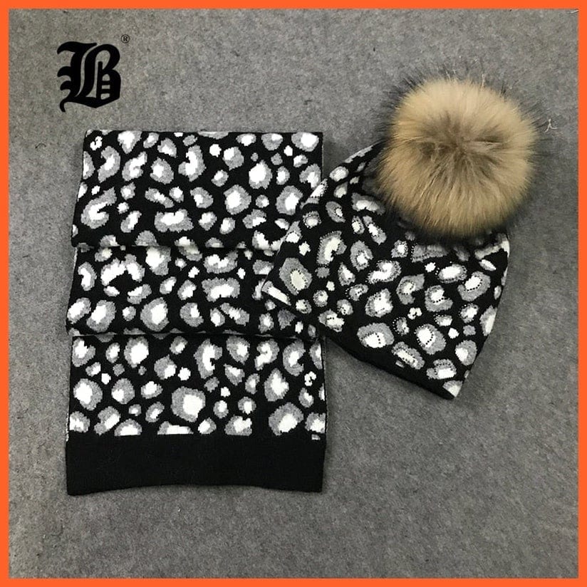 Woman Knit Beanie Hat And Scarf Set | Real Fox Fur Pompoms Hat High Quality Scarf For Winter Girls Women Hat Scarf Beanies | whatagift.com.au.