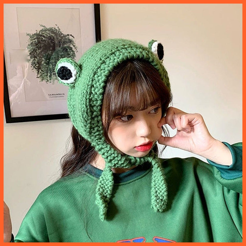 Women Photography Prop Party Winter Skullies | Cute Women Frog Hat Crochet Knitted Hat Costume Beanie Hats Caps |  Women Gift Hip-Hop Cap | whatagift.com.au.