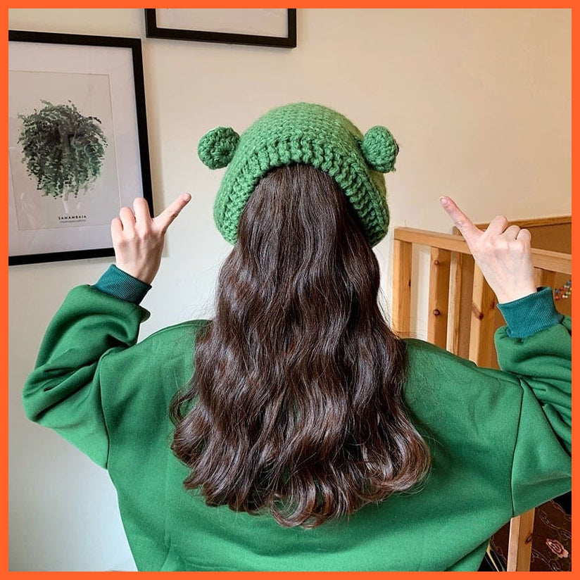 Women Photography Prop Party Winter Skullies | Cute Women Frog Hat Crochet Knitted Hat Costume Beanie Hats Caps |  Women Gift Hip-Hop Cap | whatagift.com.au.