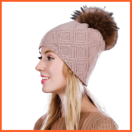 Women'S Winter Pompom Fur Silk Hats |  Beanies Female Decor Hat Wool Knitted Warm Caps Skullies Beanies | whatagift.com.au.