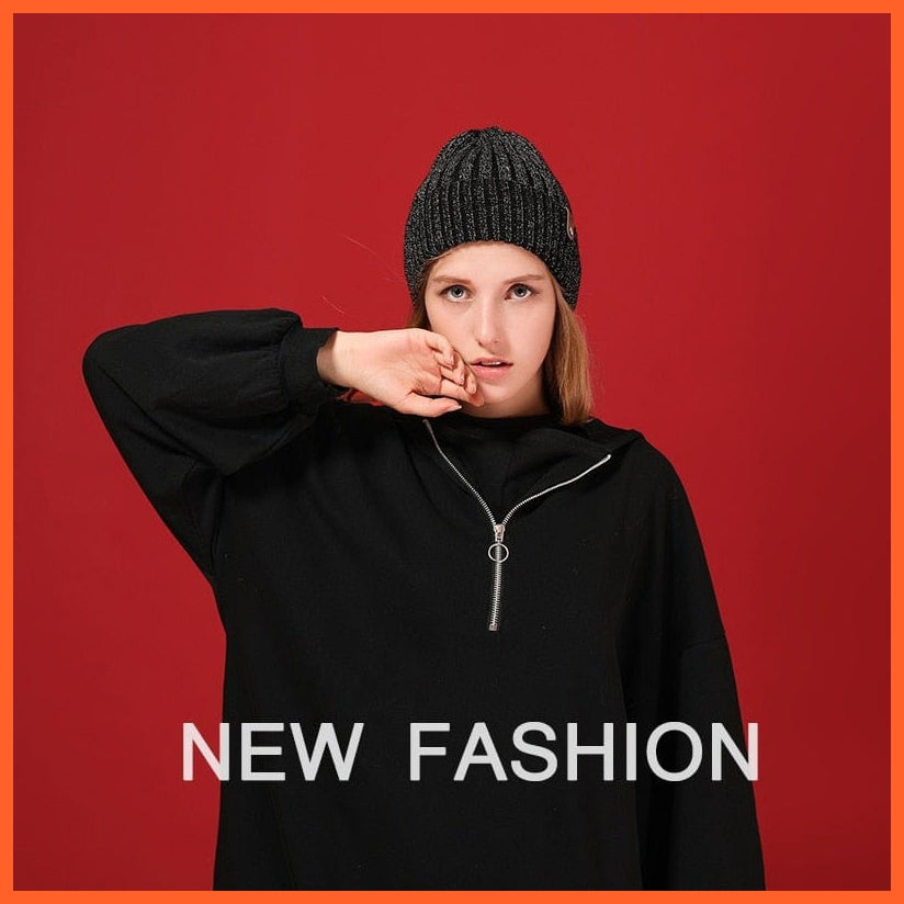 Women'S Wool Casual Autumn Winter Brand New Double Layer Thick Beanies | Girls Knitted Skullies Beanies Caps | whatagift.com.au.