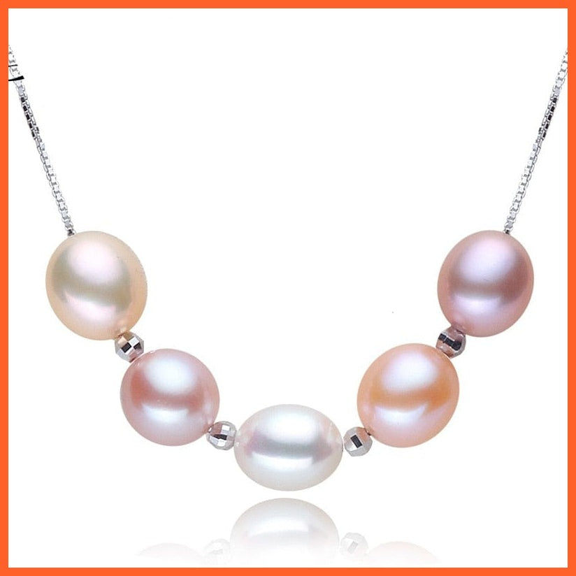 whatagift.com.au Beautiful Genuine 925 Sterling Silver Colorful Natural Pearl Necklace For Women