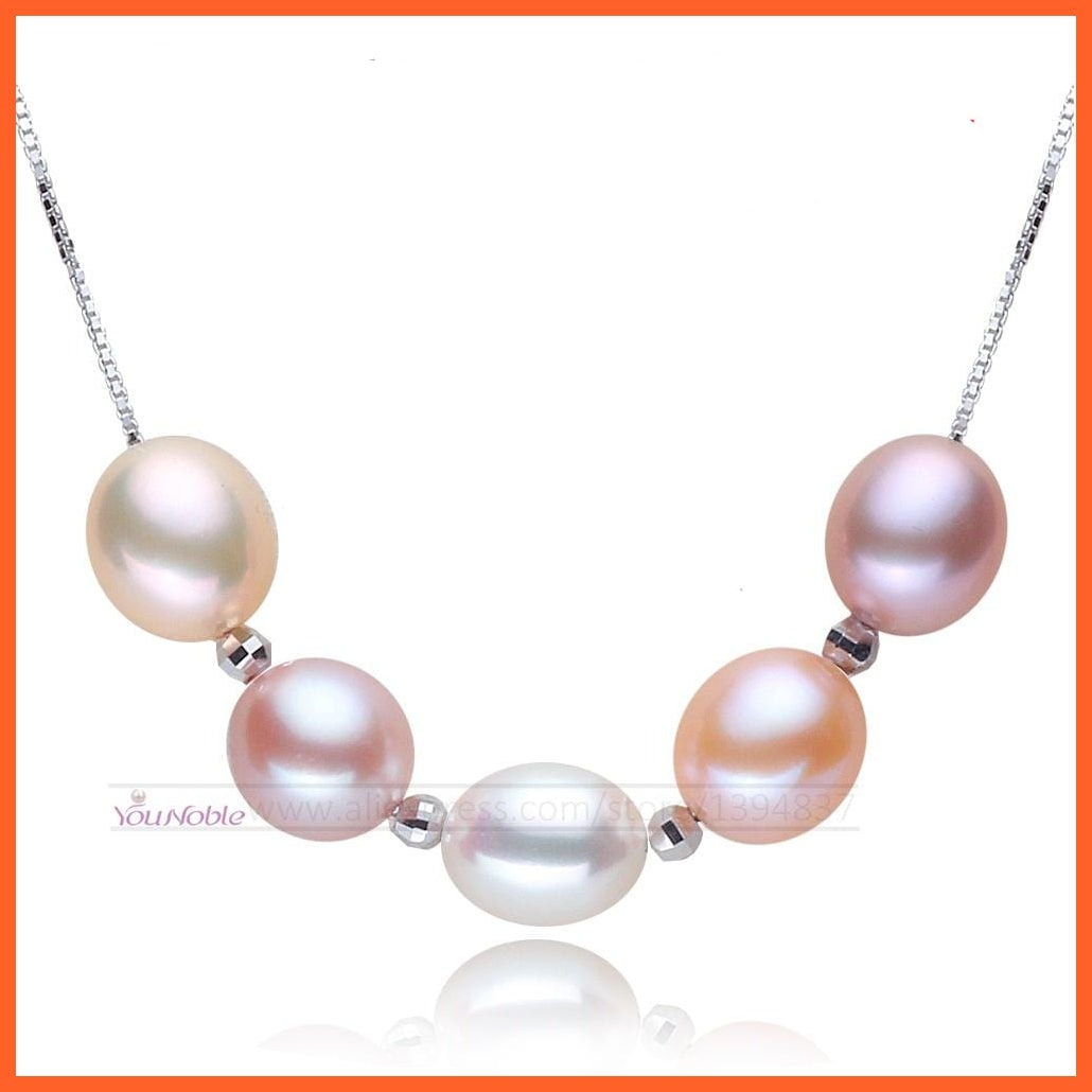 whatagift.com.au Beautiful Genuine 925 Sterling Silver Colorful Natural Pearl Necklace For Women