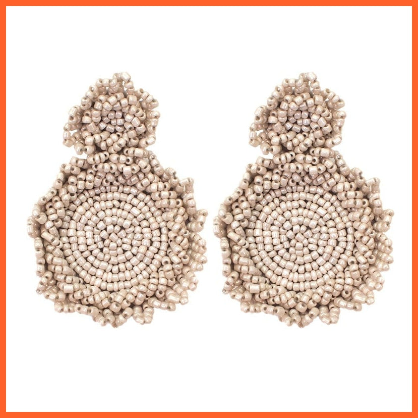 whatagift.com.au Beige Earrings Bohemian Handmade Beads Drop Earrings For Women