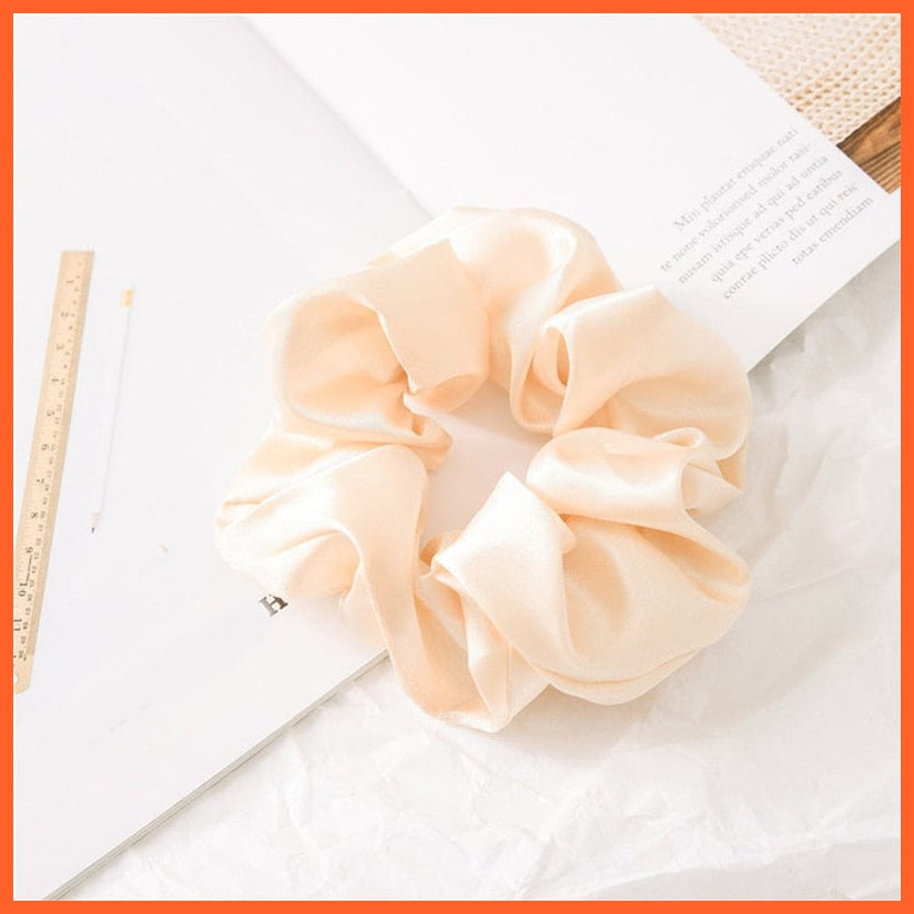 whatagift.com.au Beige Handmade Women Silk Elastic Scrunchies | Multicolor Hair Band