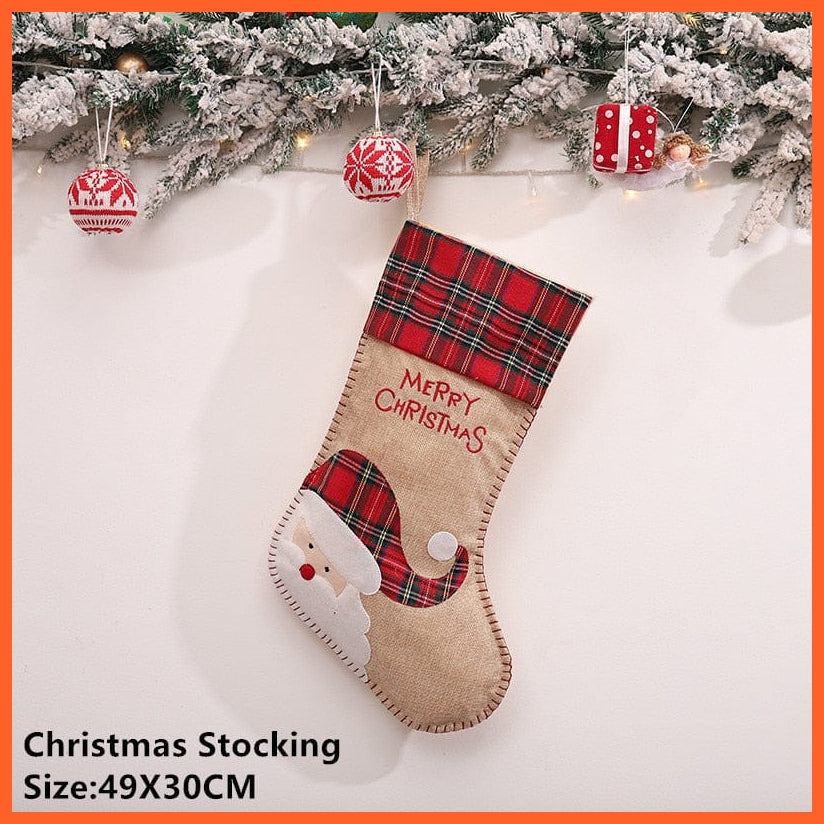 whatagift.com.au beige santa claus Christmas Stocking Santa Sacks Gift For Christmas Decorations
