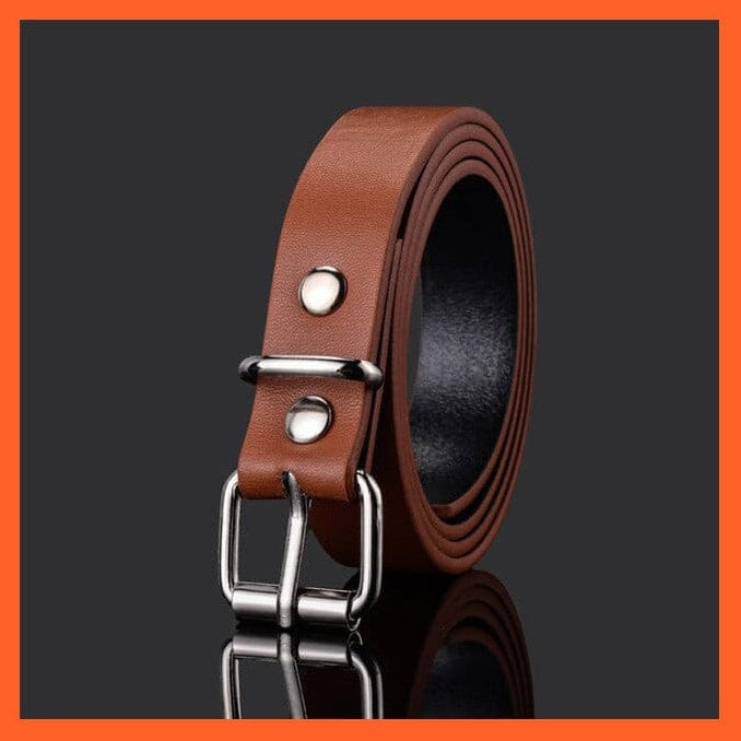 whatagift.com.au Belt 1 brown xxt / 80cm Unisex Pu Belt Gold Metal Round Buckle Short Waistband