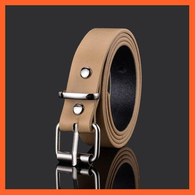 whatagift.com.au Belt 1 khaki xxt / 80cm Unisex Pu Belt Gold Metal Round Buckle Short Waistband