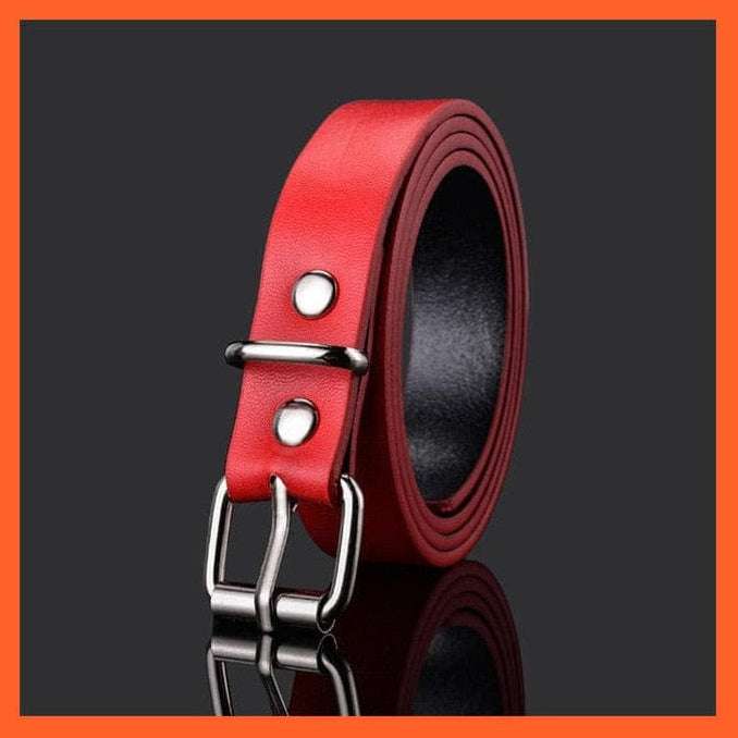 whatagift.com.au Belt 1 red xxt / 80cm Unisex Pu Belt Gold Metal Round Buckle Short Waistband