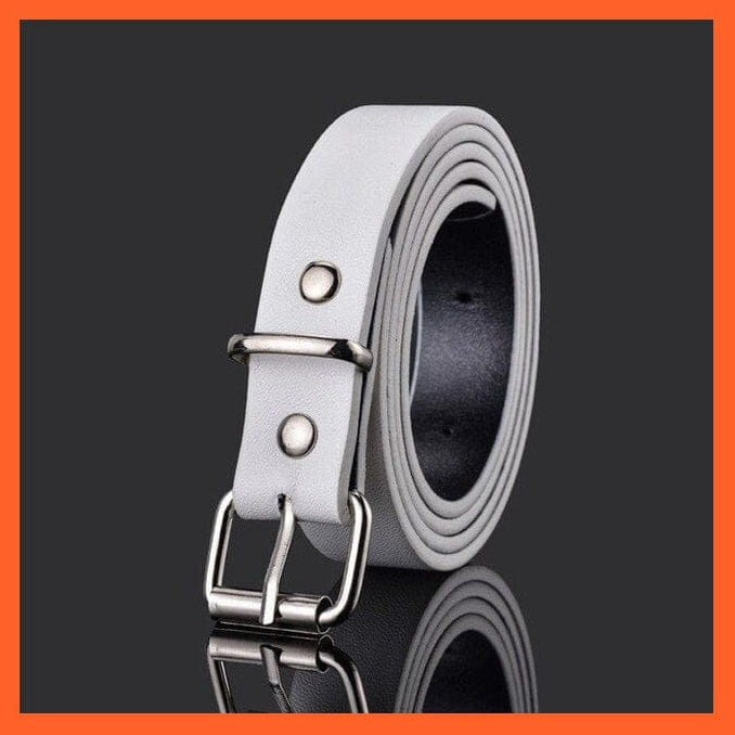 whatagift.com.au Belt 1 white xxt / 80cm Unisex Pu Belt Gold Metal Round Buckle Short Waistband