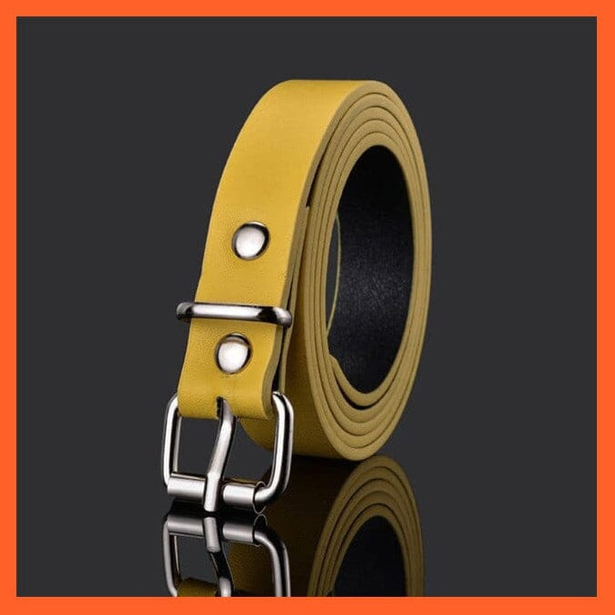 whatagift.com.au Belt 1 yellow xxt / 80cm Unisex Pu Belt Gold Metal Round Buckle Short Waistband