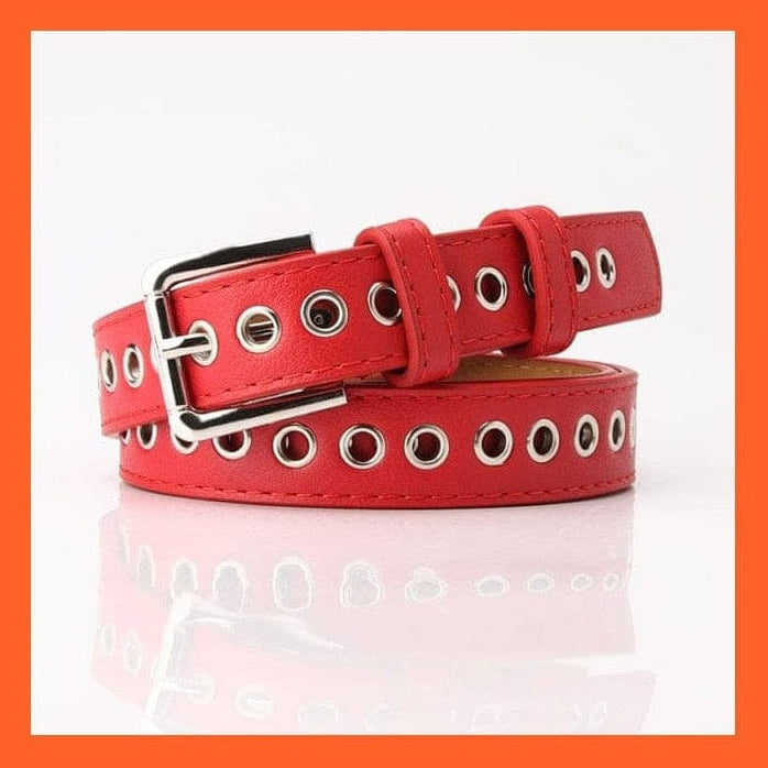 whatagift.com.au belt 11 red ss 1h mi / 105CM Women Pu Leather Belt 66 Styles Metal Buckle Waistband